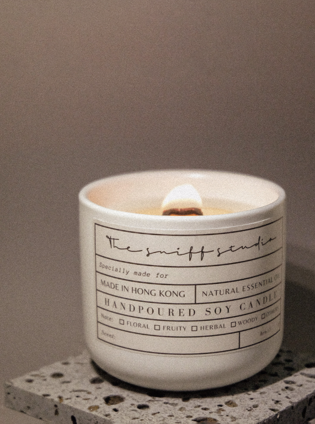 Crackling Wood Ceramic Soy Candle